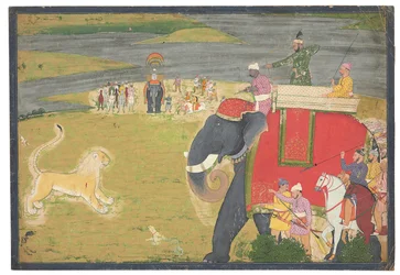 Raja Balwant Dev Singh on a lion shikaar
