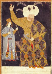 Portrait of Sultan Selim II firing a bow and arrow