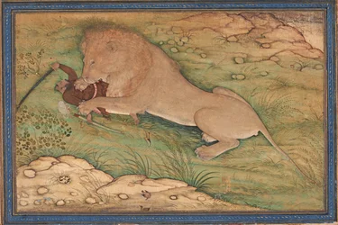 Perils of the Hunt, A Lion Pounces on a Hunter, c.1615