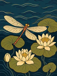 Dragonfly Water Lilies Pond