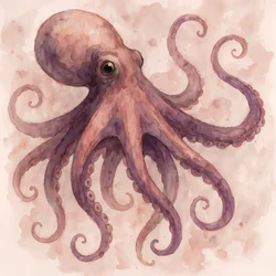 Graceful Watercolor Octopus