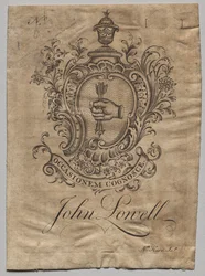 Bookplate: Coat of Arms with John Lowell inscribed