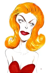 Julie London American Singer and Actress (1926-2000); Colour Caricature