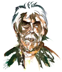 Sir Harrison Birtwistle - colour caricature