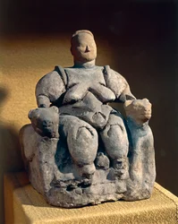 Terracotta mother goddess statue, from Catal Huyuk or Catalhoyuk, 6th millennium BC