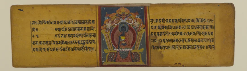Page from a Buddhist Manuscript with an Illustration of Akshobhya