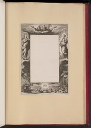Border Illustration with God the Father, Two Saints, and a Serpent