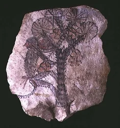 Ostracon Depicting a Monkey Climbing a Tree