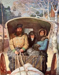 The Fraser family dressed up warm in the horsedrawn carriage