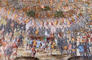 Detail of Fresco in the Hall of Battles of the 1431 Battle of La Higueruela