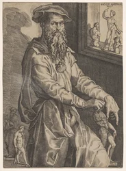 Portrait of Baccio Bandinelli, in Three-Quarter Length Next to a Window Pane, ca. 1540-48