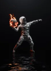 Astronaut Burning Earth