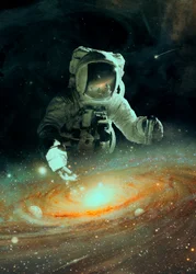 Astronaut Over Galaxy