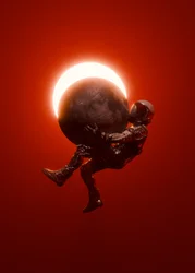 Astronaut Red Cosmic Eclipse