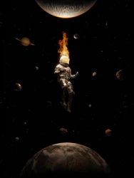 Burning Astronaut in Space
