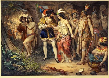 The Maya Chief Zingari Presents His Sister to Hernan Cortes