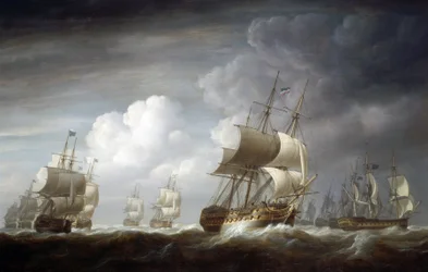 A fleet of Indiaman ships, British ships of the East India Trading Company