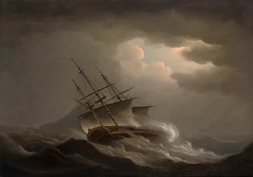 A Frigate Heeling in an Offshore Gale