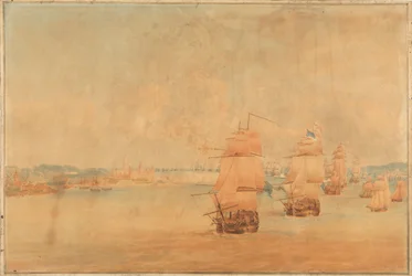 Pocock, The English fleet passing up the Sound 28 March 1801