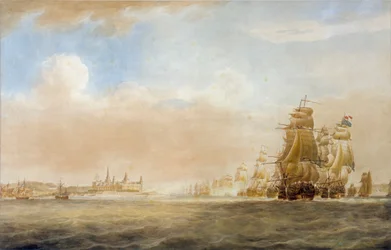 The British fleet off Kronborg Castle, Elsinore, 28 March 1801 (before the Battle of Copenhagen)