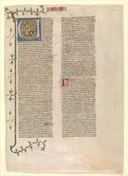 Initial V from the commentary of Nehemiah, one of six illustrated leaves, ca. 1360-1380