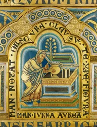 Aaron puts a golden jar with manna into the Ark of the Covenant, as a reminder of the Israelites