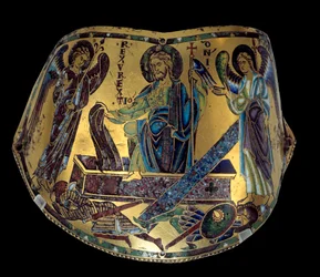 Armilla: The Resurrection. Meuse Copper and Enamel Ceremonial Bracelet. Workshop of Nicolas Verdun