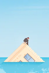 Man on Sinking Building