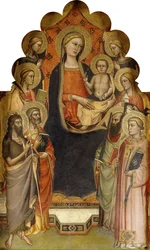 The Madonna and Child enthroned with Saints John the Baptist, Peter, Mary Magdalen, Paul and Stephen, a Female Martyr Saint and Angels