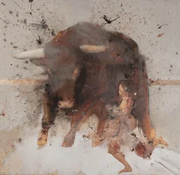 Bull with bullfighter