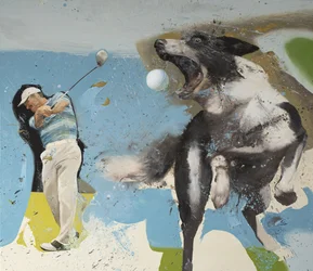 Golfer with dog