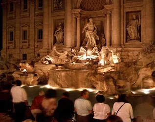 View of The Trevi Fountain at night, built 1732-62