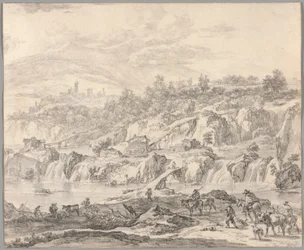 Landscape with Waterfalls and Bridges, Peasants in the Foreground