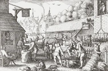 17th Century Dutch Villagers Making Rope