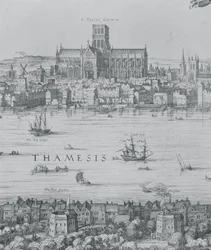 Panorama of London and the Thames (detail)