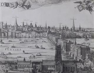 Panorama of London and the Thames, Part Three Showing Southwark, London Bridge and the Churches in the City, c.1600