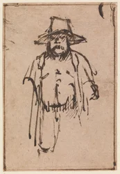 A Standing Man with a Broad-Brimmed Hat
