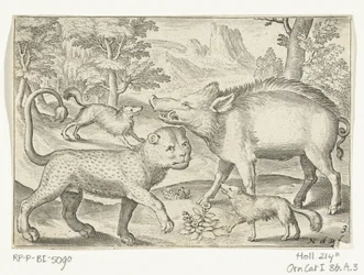 Leopard, Wild Boar, and Dogs (series title: Four-legged Animals)