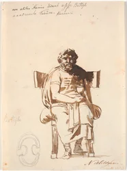 Batyllus, Actor in the Time of Augustus, Sitting in an Antique Chair, Facing Forward, with a Cup in Hand