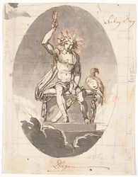 Day, Seated Man with Radiant Halo and Arrows