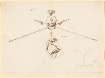 Decorative Draft. A Helmet and Two Crossed Spears, etc.