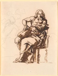 A poet plucking the strings of a lute
