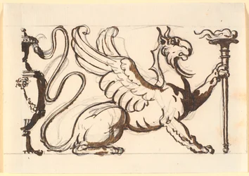 A Griffin Holding a Torch