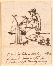 A Woman Spinning Yarn on a Reel