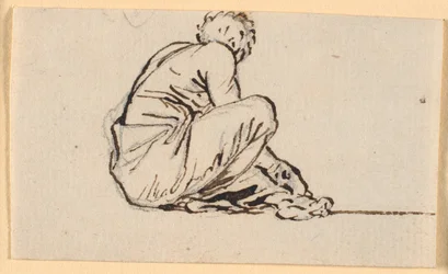 A Man Sitting on His Haunches, Seen from the Side