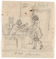 A Seated and a Standing Gentleman in Conversation