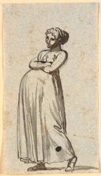 Caricature of a Pregnant Woman, Walking