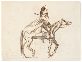 Caricature of a Military Person on Horseback