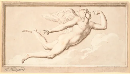 Morning or Day. A Winged Flying Young Man