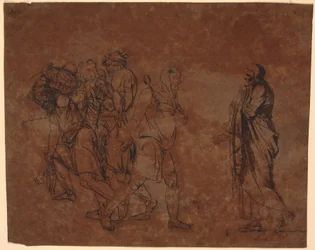 Study of Simo, Sosie and the Slaves, in the Picture with These Figures. [Simo Confides in Sosia]